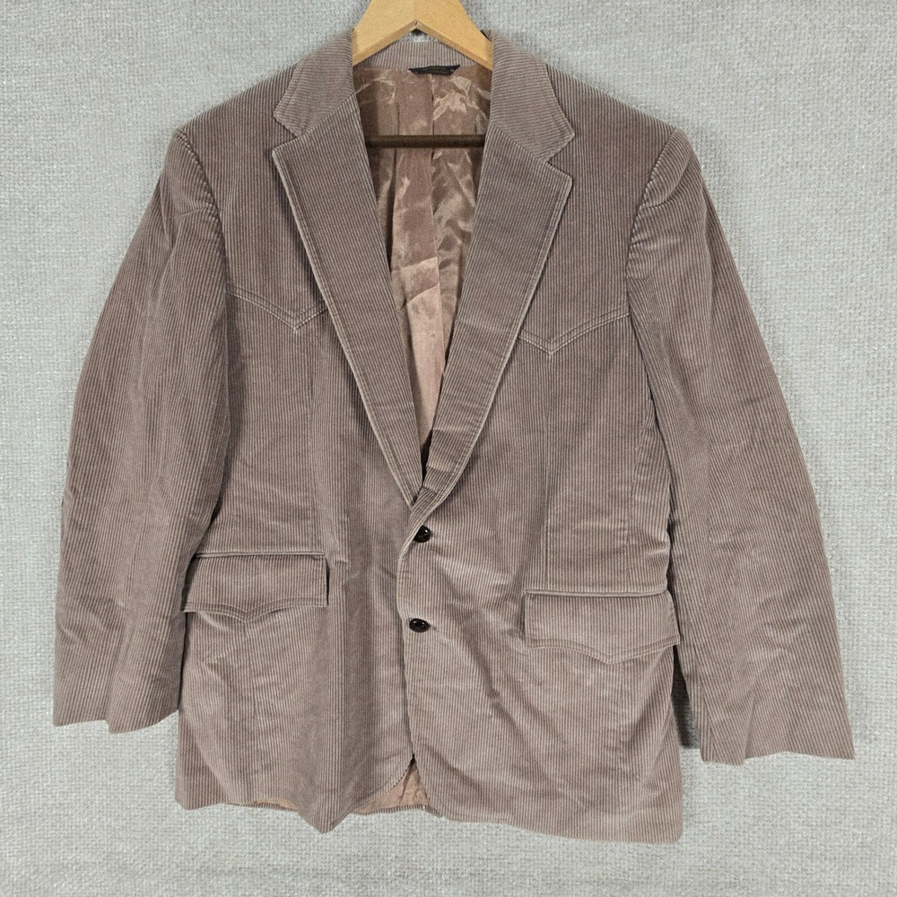 VTG Levis Western Wear Corduroy Blazer Brown Suede Elbow Patches Sample M *READ*